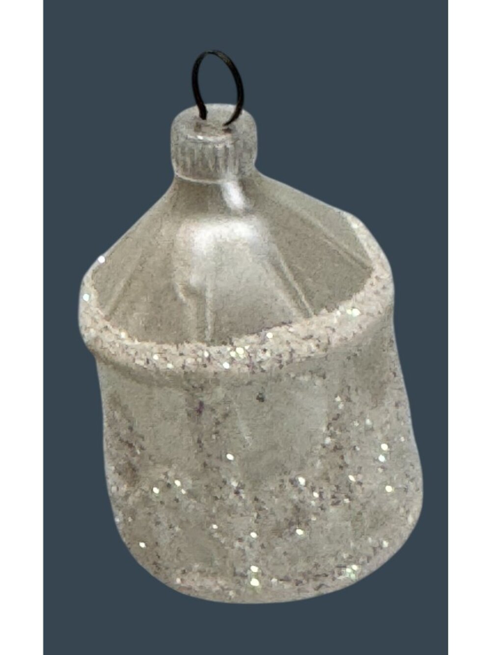 Vintage Germany White Glitter Lantern Cottage Glass Christmas Ornament 2 1/2" - Picture 4 of 7